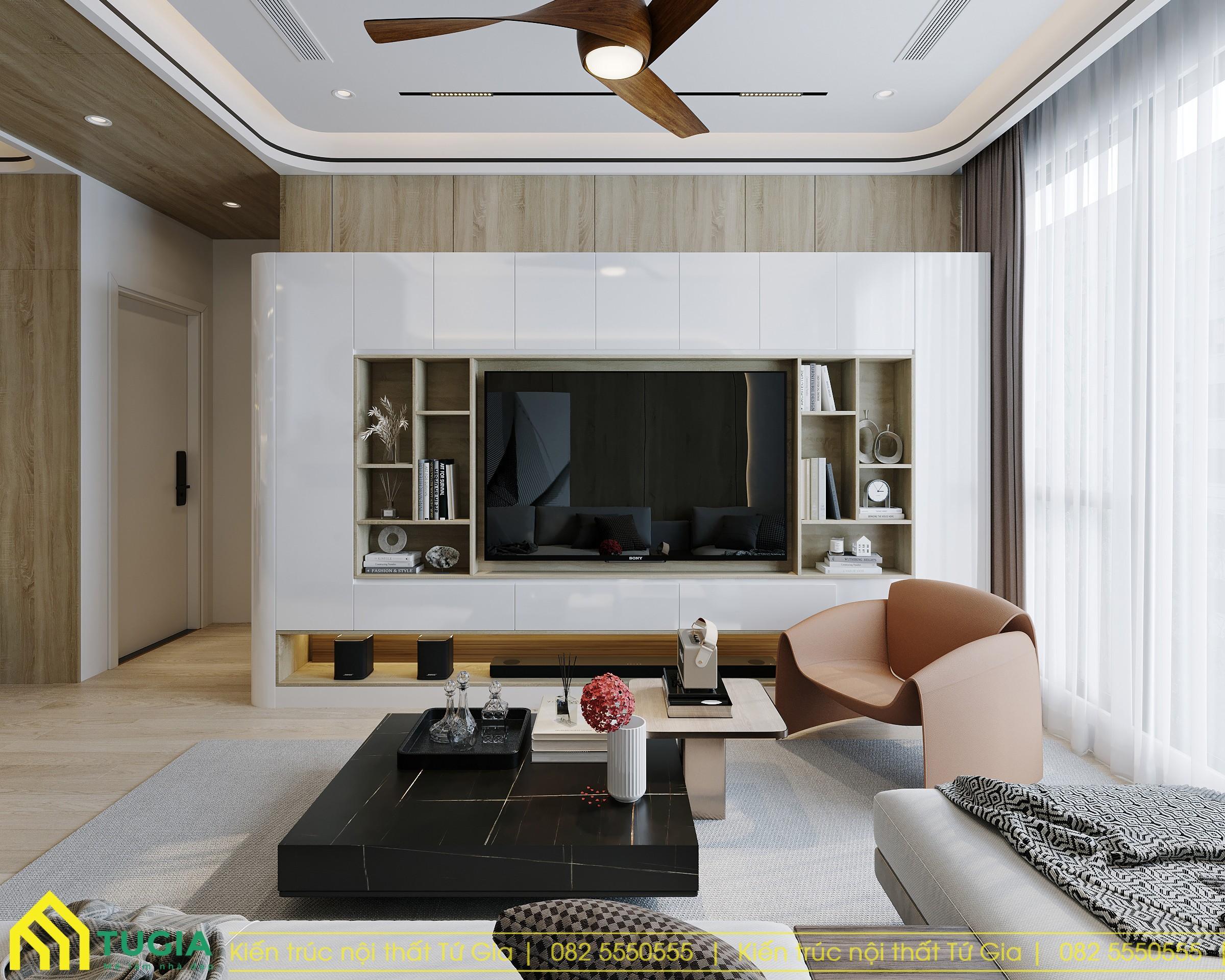 Thiết kế căn hộ với tone màu trung tính chủ đạo kết hợp cùng những món nội thất tiện nghi góp phần tôn lên sự hiện đại và cao cấp cho không gian sống