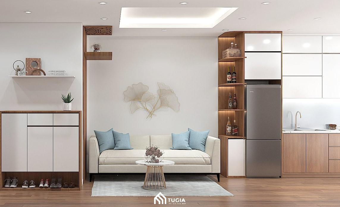 Phong cách thiết kế nội thất hiện đại sẽ rất phù hợp với căn hộ chung cư 2 ngủ 45m2