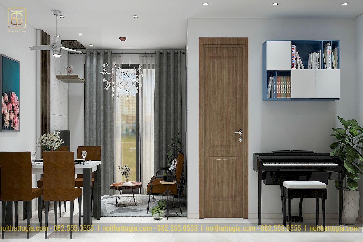 Thiết kế không gian mở được ứng dụng cho không gian phòng khách giúp tối ưu diện tích sinh hoạt