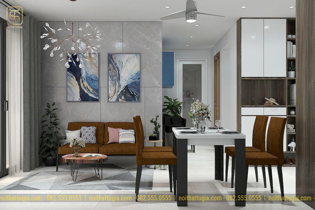 Căn chung cư 45m2 sở hữu không gian nội thất tinh tế, tạo ấn tượng mạnh mẽ