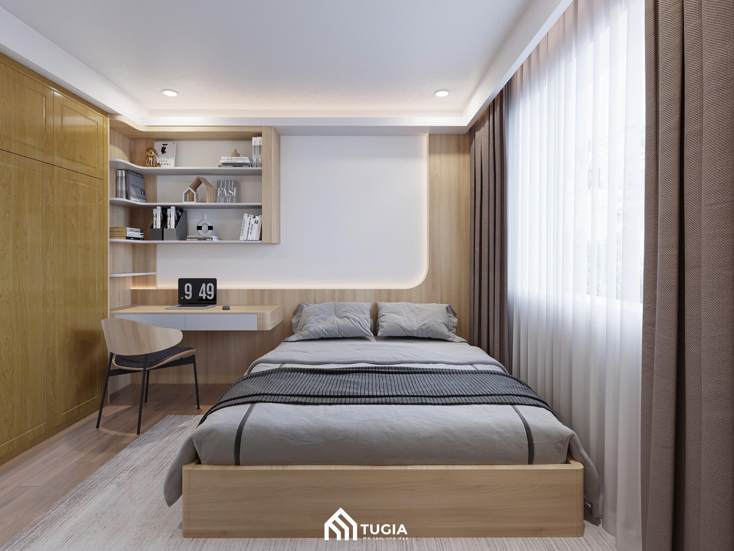 Thiết kế phòng ngủ cho 2 vợ chồng đơn giản và hiện đại với nội thất từ gỗ công nghiệp