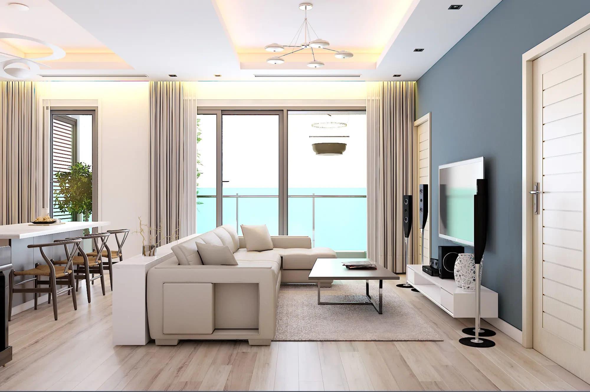 Thiết kế nội thất chung cư 50m2 theo phong cách Địa Trung Hải cực tươi sáng, gần gũi