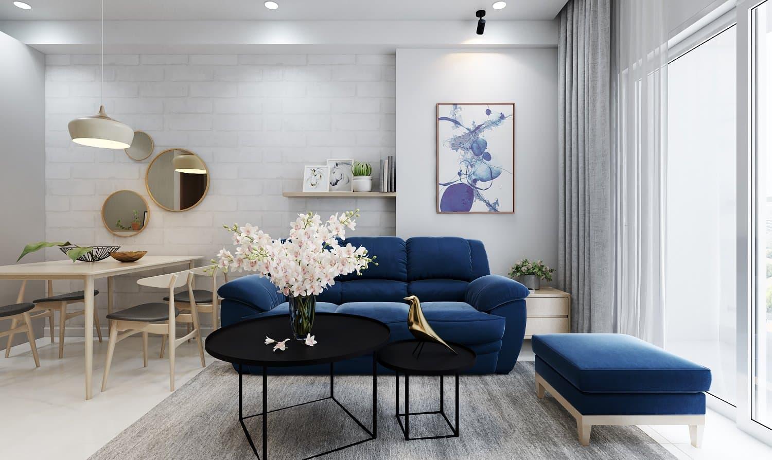 Căn hộ chung cư 50m2 phong cách Địa Trung Hải thu hút với cách bố trí nội thất khéo léo, chất liệu mộc mạc, gần gũi với thiên nhiên