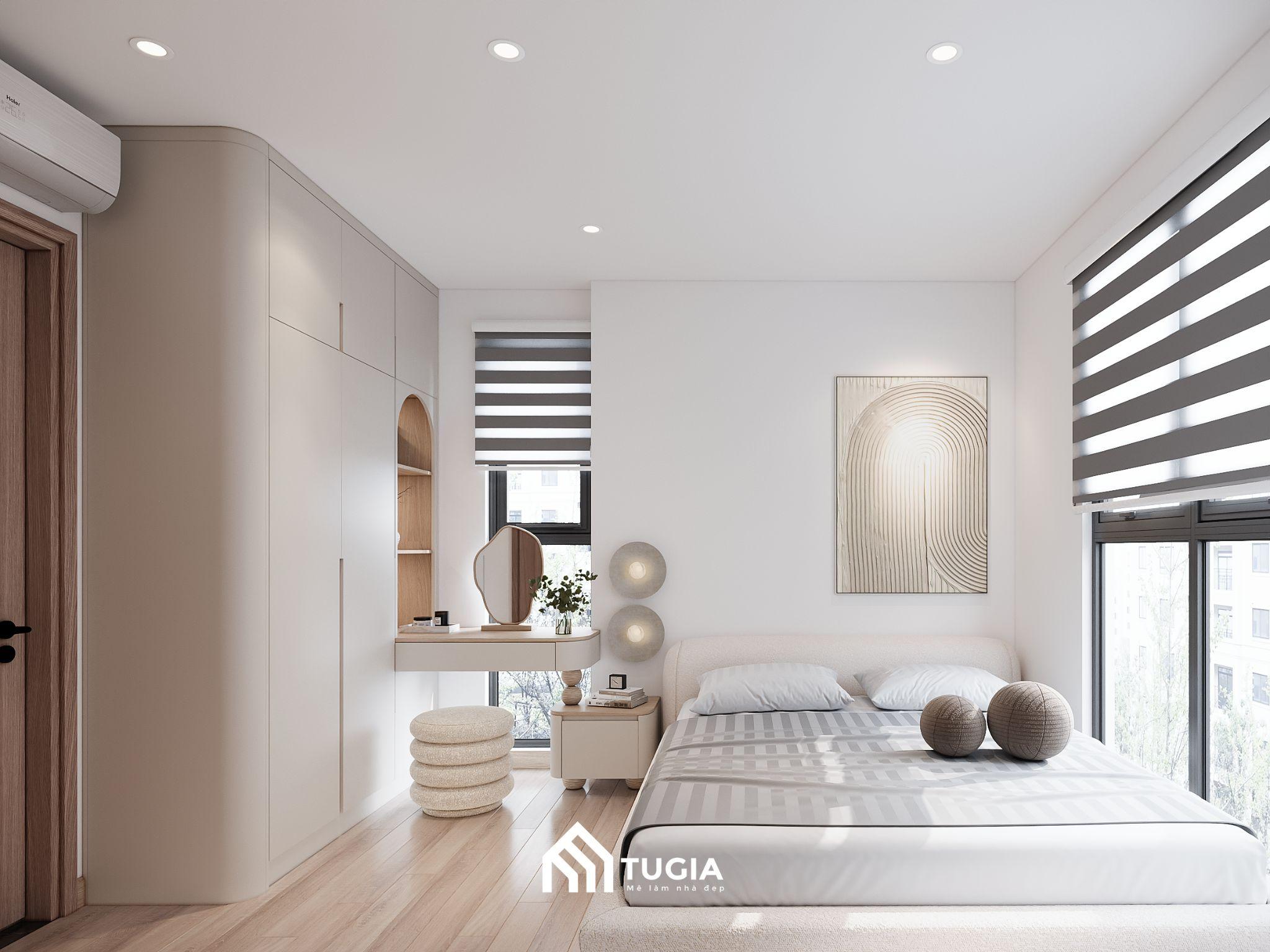 Thiết kế phòng ngủ chung cư 55m2 phong cách Japandi