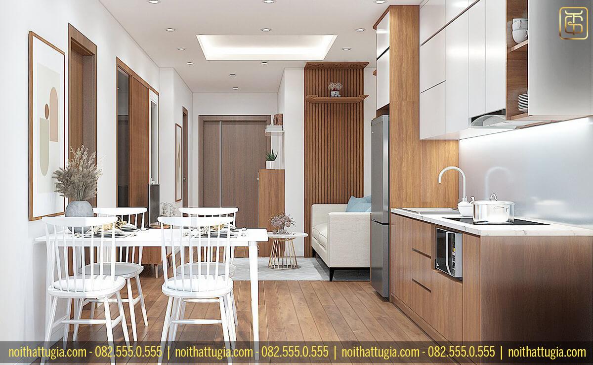 Với những không gian có diện tích khiêm tốn như 55m2 thì nên lựa chọn phong cách đơn giản hoặc là hiện đại