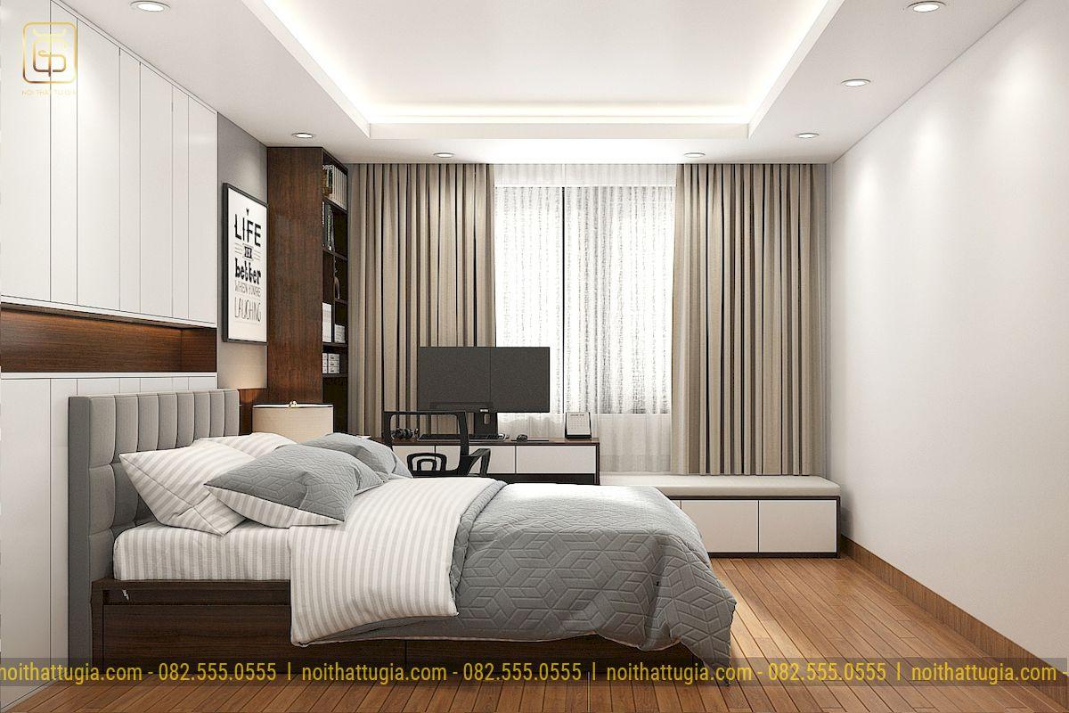 Thiết kế nội thất chung cư 70m2 hiện đại với sự kết hợp hài hòa giữa ánh sáng tự nhiên và ánh sáng trong căn hộ tạo nên một không gian sống mới lạ, tinh tế