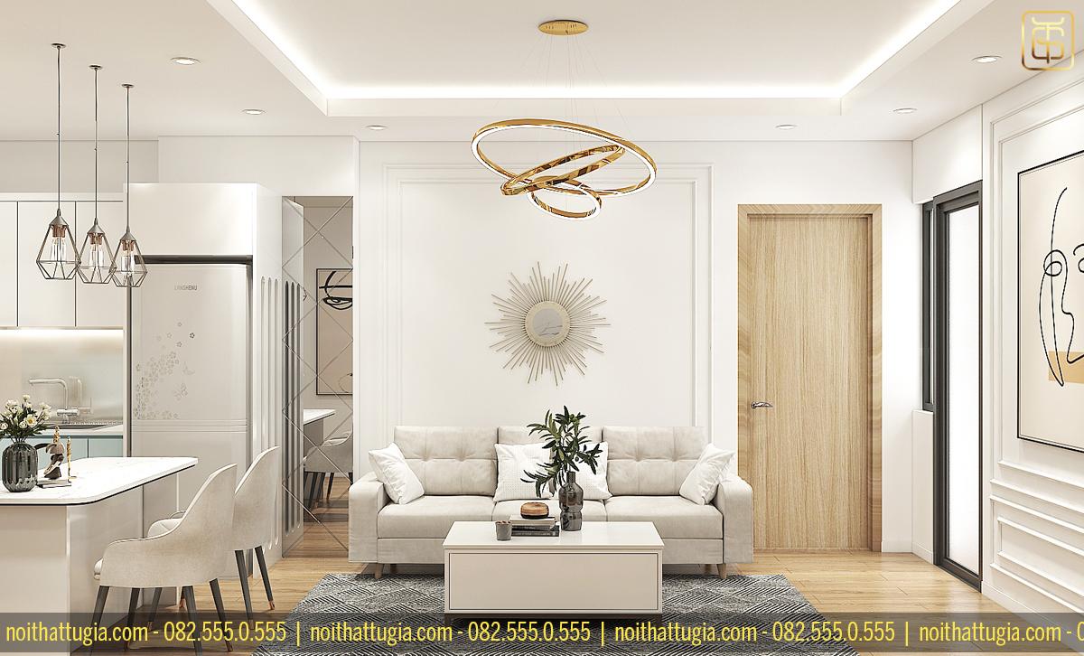 Sử dụng sofa đơn có kích thước vừa vặn tạo cảm giác cân đối, đẹp mắt cho phòng khách