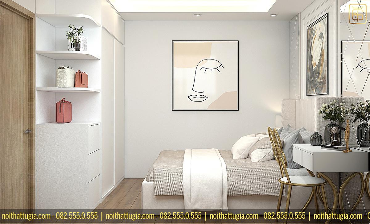 Trang trí phòng ngủ với tranh ảnh, lọ hoa đơn giản là phương án khá phổ biến hiện nay