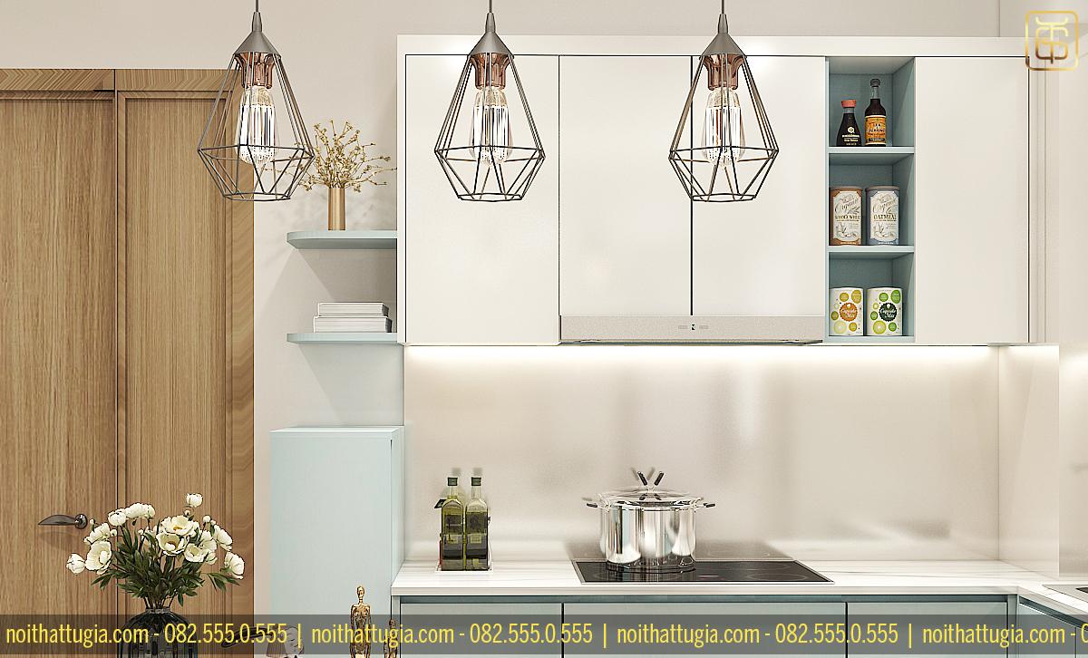 Thiết kế nội thất phòng bếp chung cư 70m2 cần đảm bảo giữ được nét hài hòa, ấm áp và đầy đủ công năng sử dụng