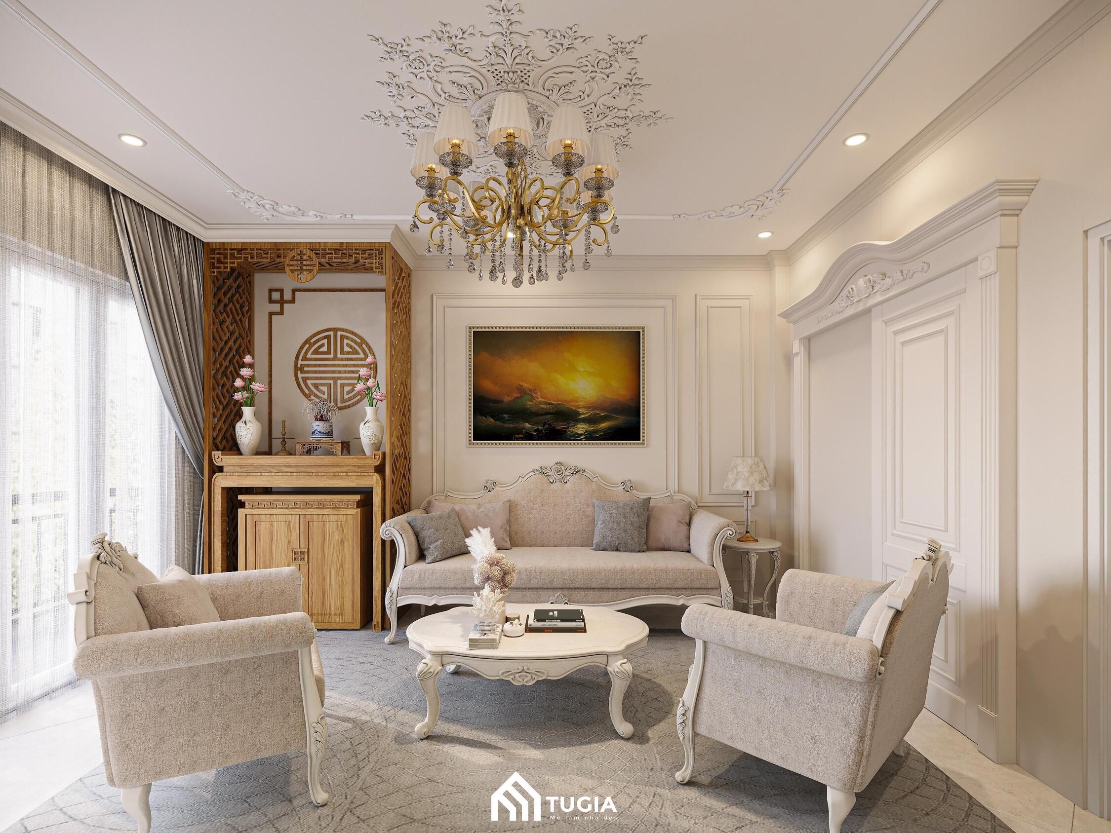 Căn hộ 70m2 phong cách tân cổ điển với tone màu trắng sữa đặc trưng