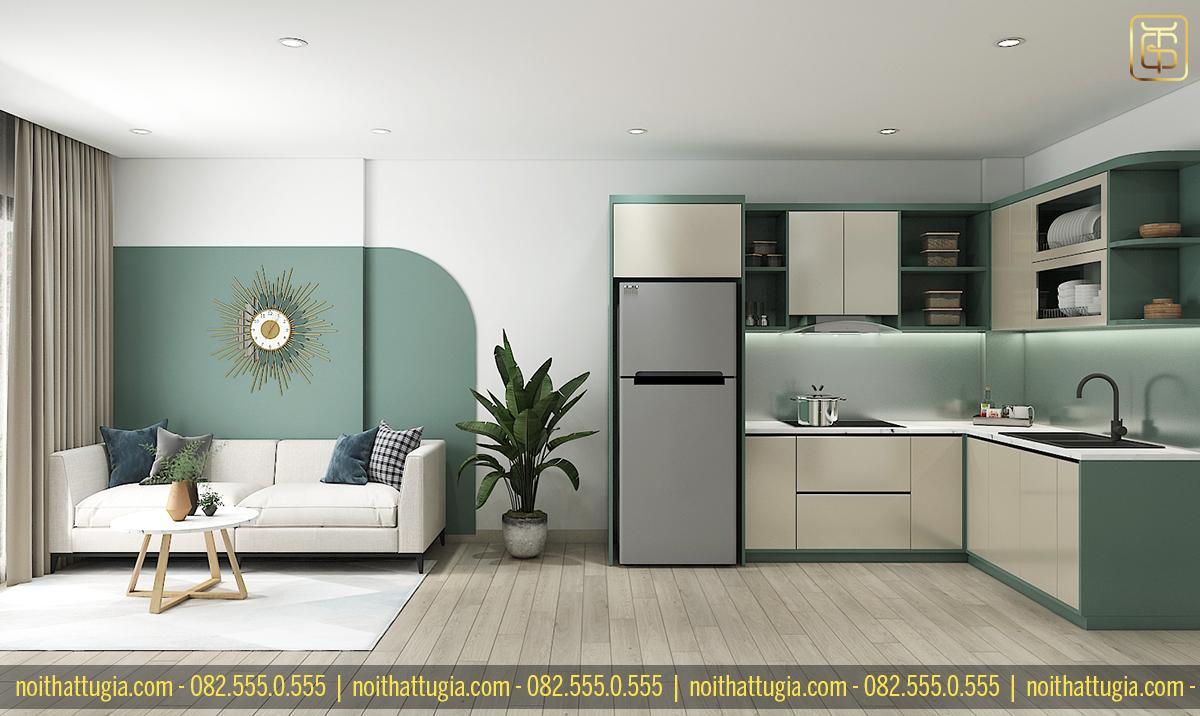 Sử dụng tủ bếp gỗ công nghiệp MDF An Cường chống ẩm vừa giúp tối ưu chi phí vừa giúp đảm bảo đầy đủ công năng sử dụng