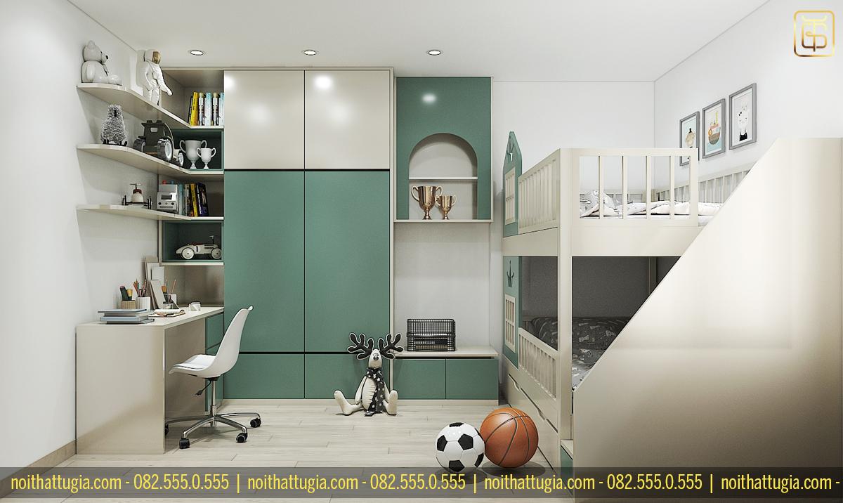Tủ quần áo kịch trần trong phong cách tối giản sẽ giúp các bé đựng được nhiều đồ hơn