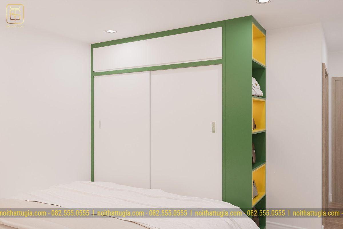 Sử dụng tủ quần áo phủ melamine kịch trần vừa giúp tăng tính thẩm mỹ vừa giúp tăng không gian lưu trữ