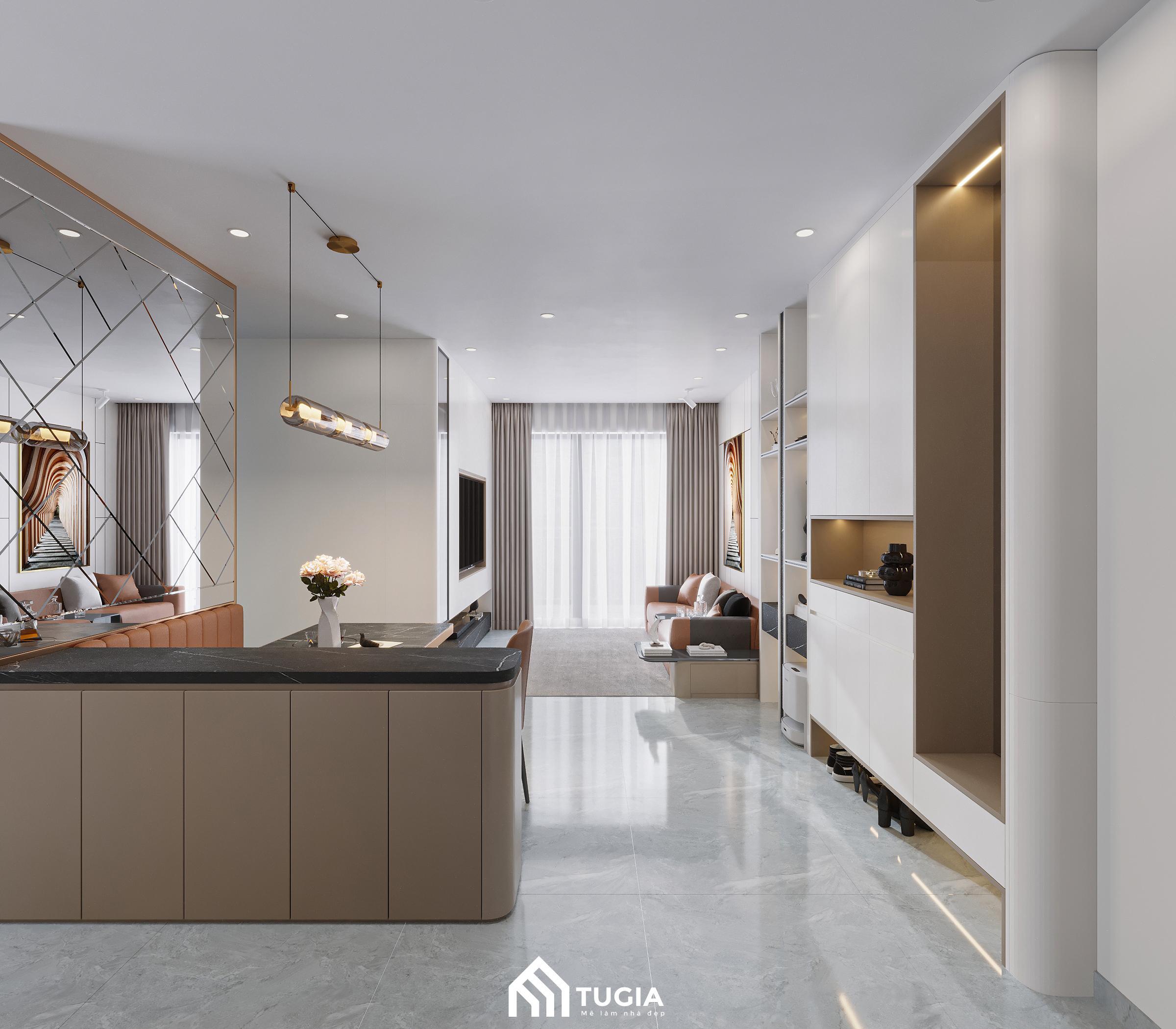Không gian căn hộ được thiết kế hạn chế vách ngăn để tạo sự liên kết