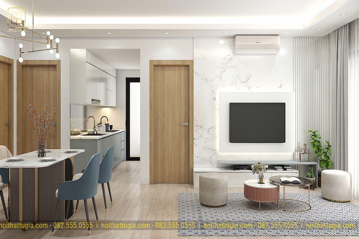 Thiết kế nội thất chung cư 80m2 theo phong cách tối giản mà vẫn đảm bảo sự tinh tế và tiện nghi