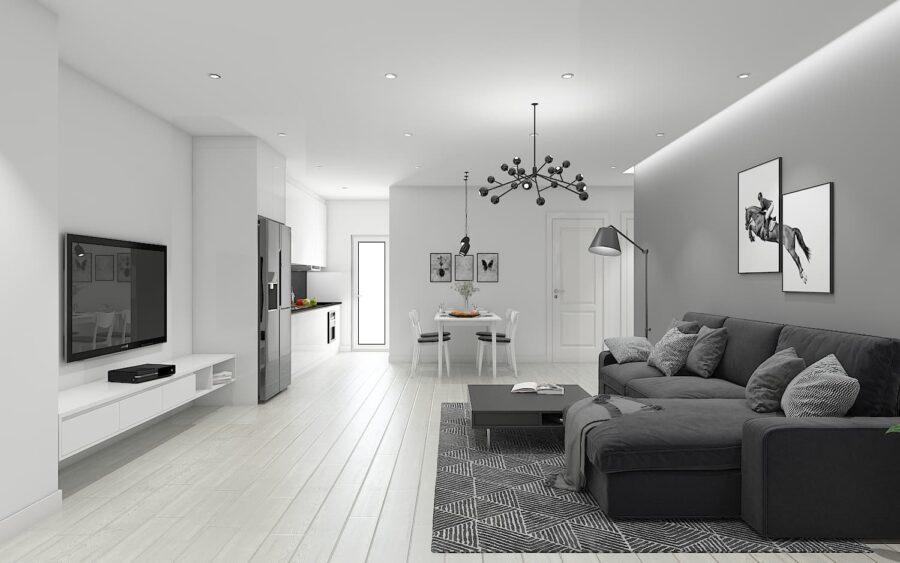 Mẫu thiết kế nội thất chung cư 85m2 Châu Âu thường bố trí không gian phòng khách lớn để có thể bố trí được nhiều đồ nội thất