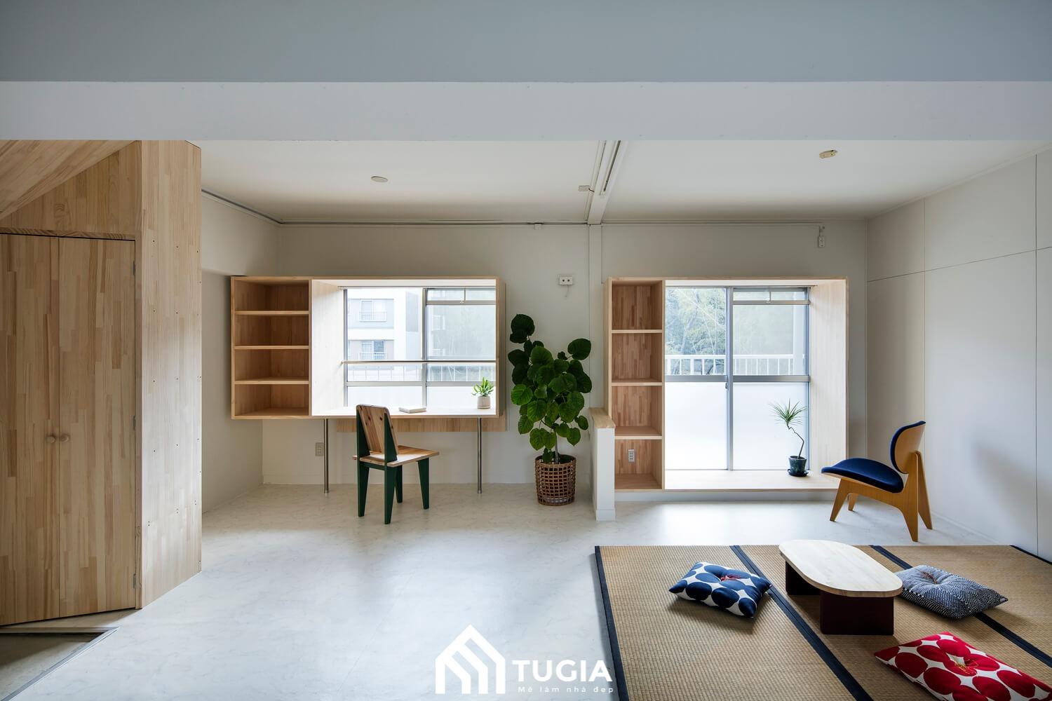 Mẫu thiết kế nội thất chung cư Lumi Hà Nội theo phong cách Nhật Bản sẽ sử dụng những vật liệu gần gũi với thiên nhiên