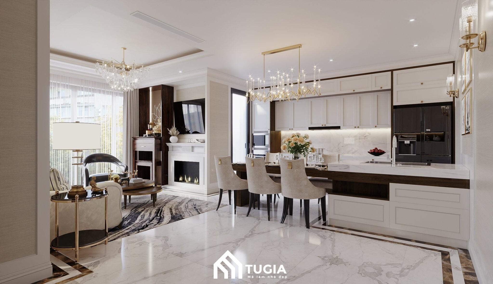 Mẫu thiết kế nội thất phòng bếp của chung cư Splendora An Khánh nổi bật và ấn tượng