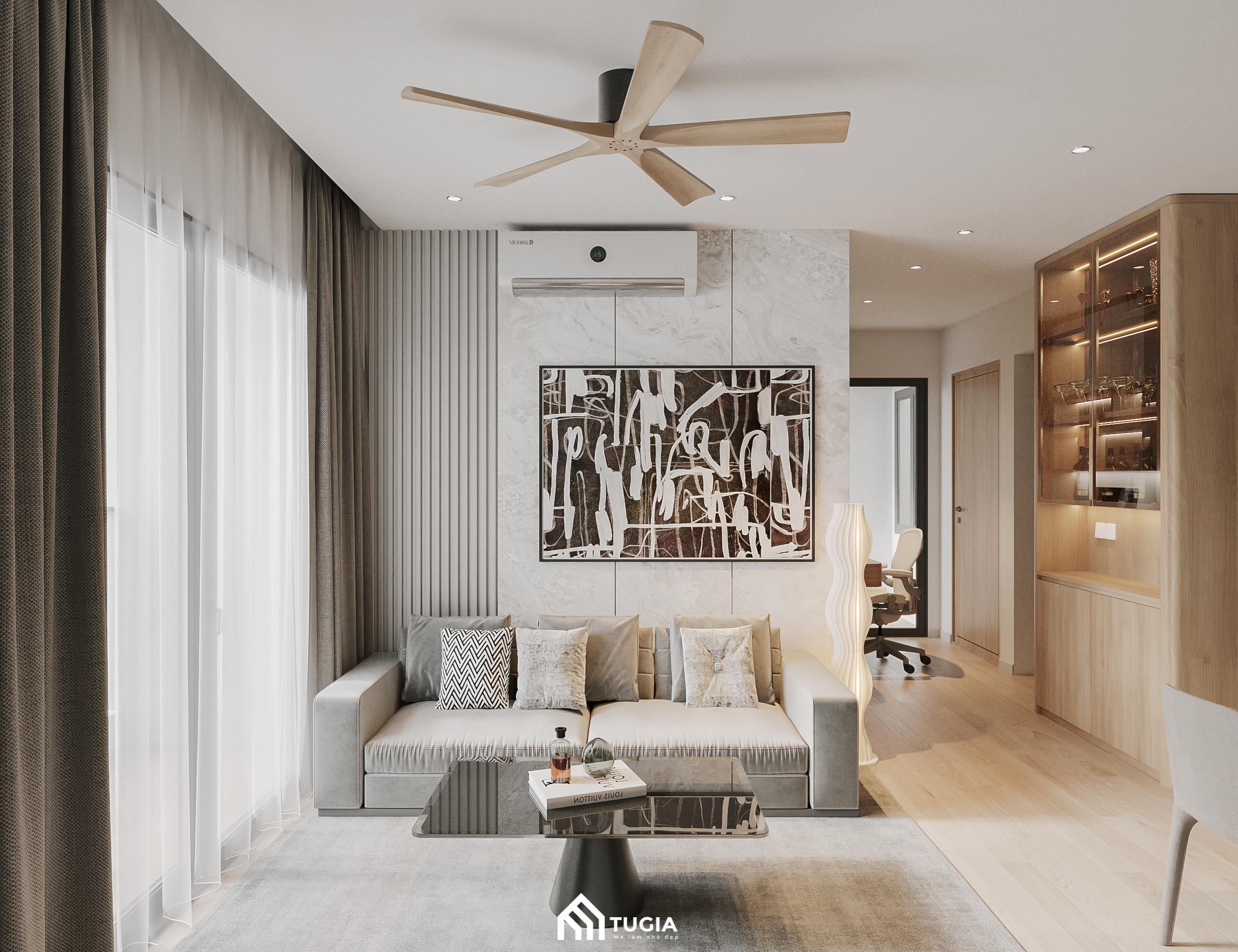 Mẫu thiết kế nội thất phòng khách chung cư Splendora An Khánh hiện đại giúp nâng tầm thầm mỹ của căn hộ