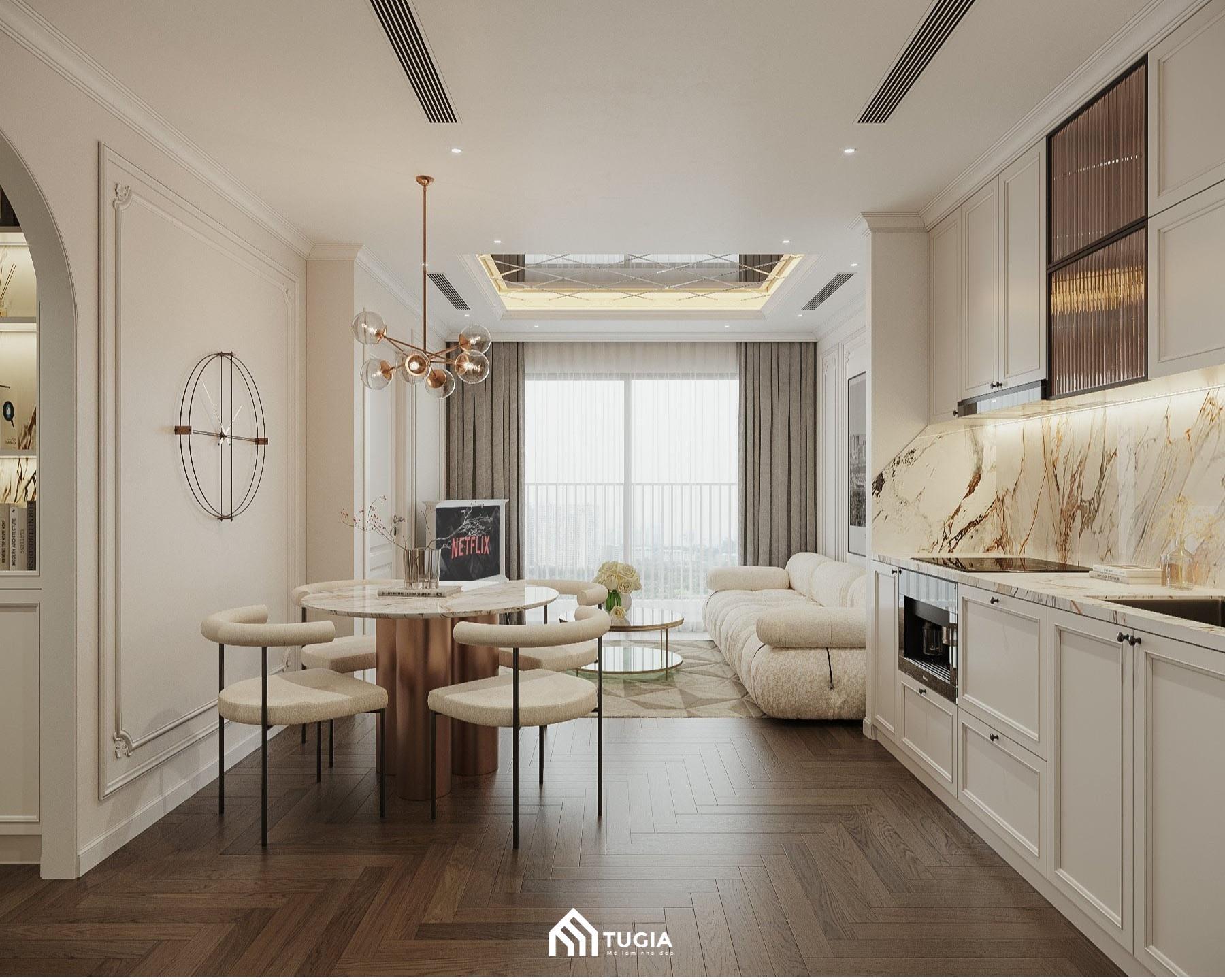 Mẫu dự án thiết kế nội thất chung cư phong cách tân cổ điển của Anh Việt do Nội thất Tứ Gia thiết kế