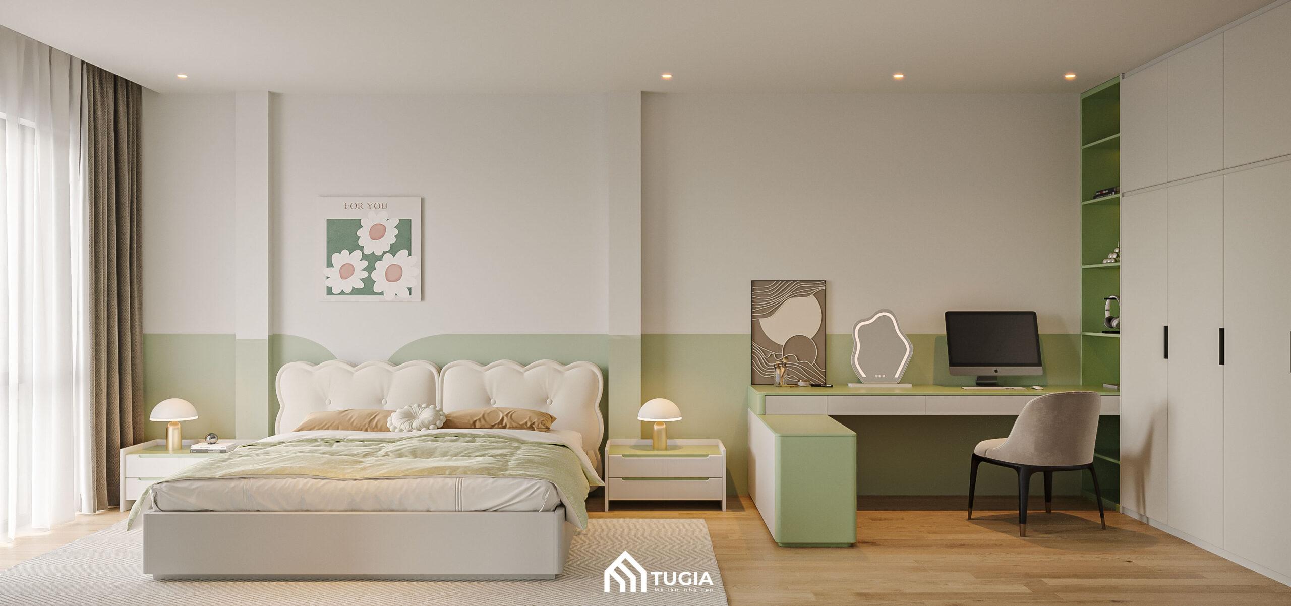 Tối ưu diện tích chung cư bằng cách sử dụng nội thất đa năng, đặt sát tường là cách bố trí đặc trưng của phong cách tối giản kết hợp tân cổ điển
