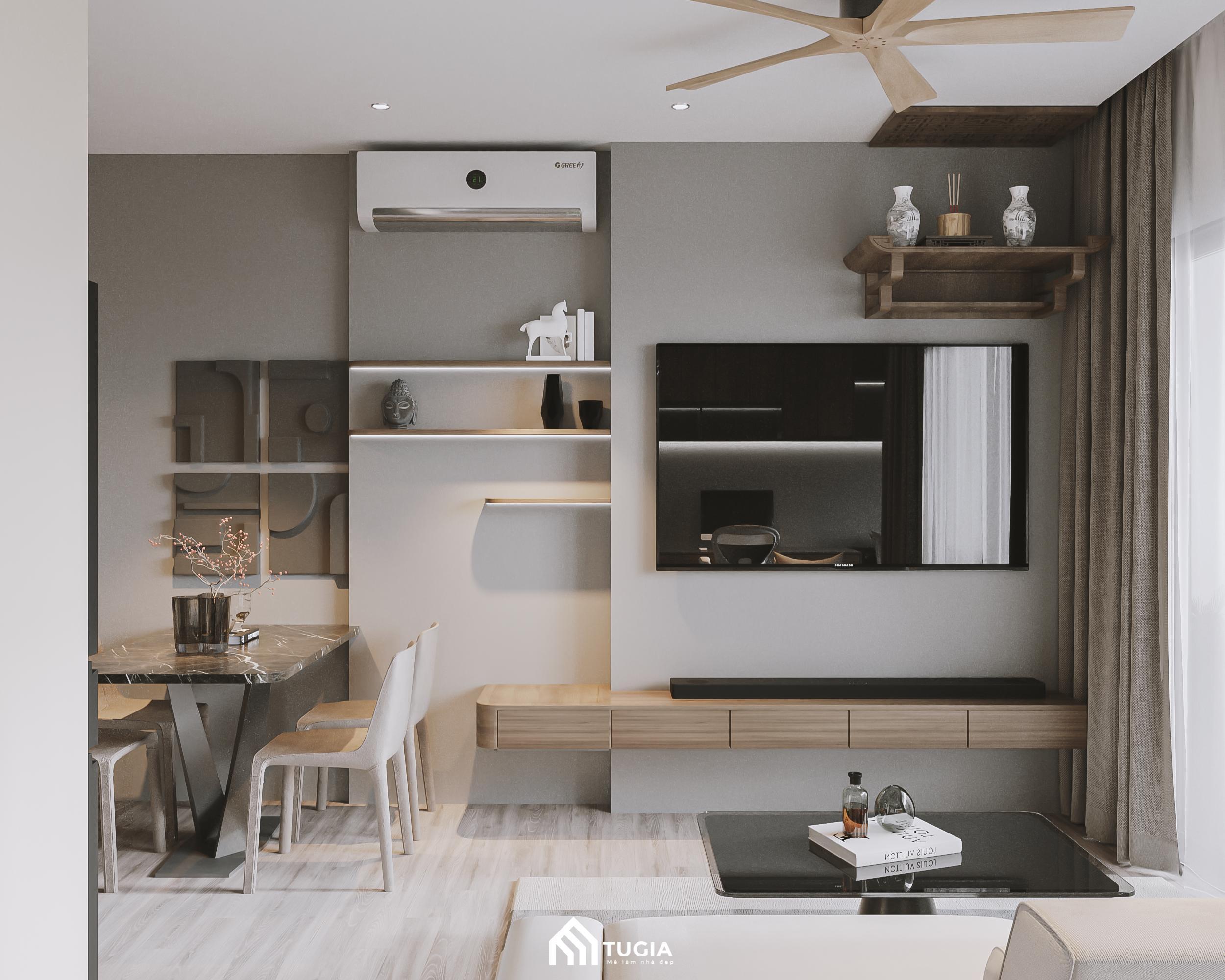 Mẫu dự án thiết kế căn hộ tối giản của Anh Quân tại Vinhomes Smart City được Nội thất Tứ Gia bố trí công năng hợp lý