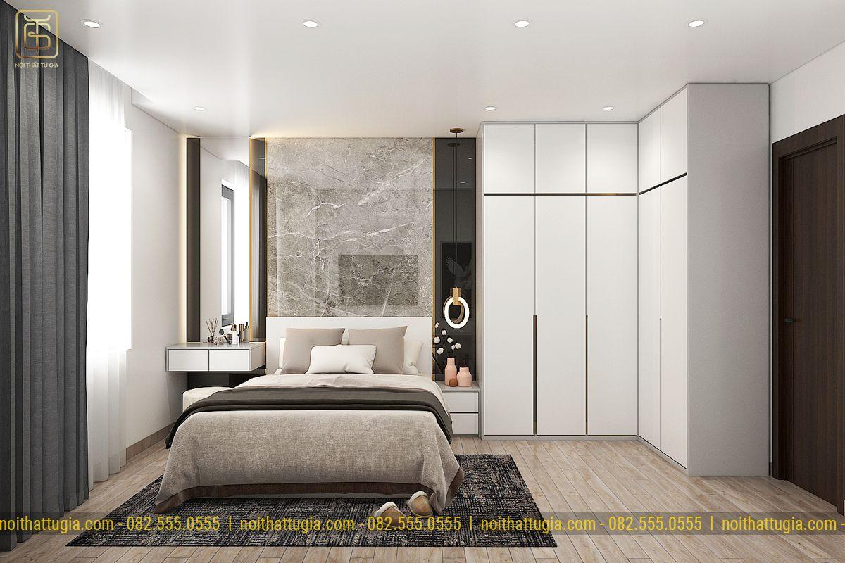 Nội thất phòng ngủ được đặt theo công năng sử dụng, giúp gia chủ thuận tiện khi sinh hoạt