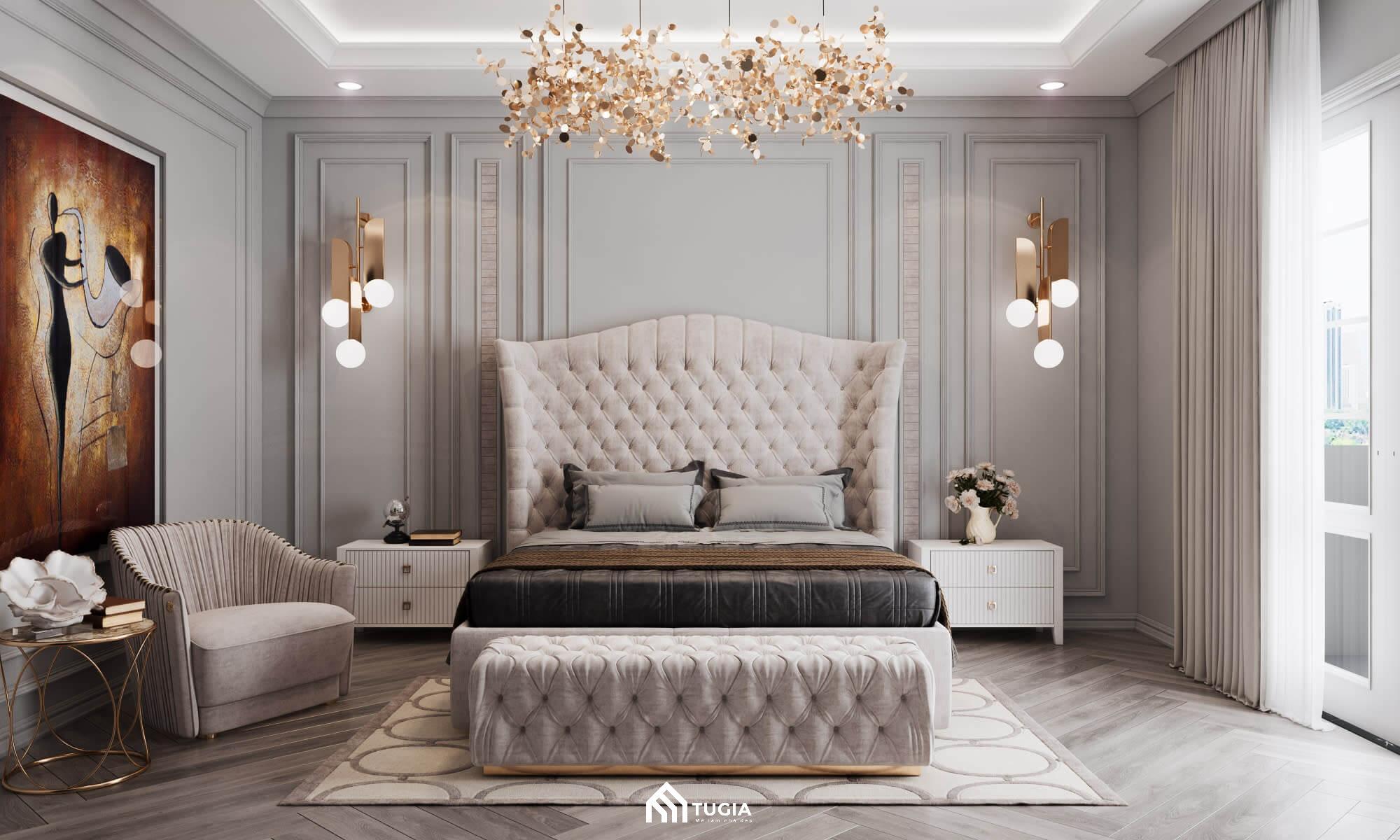 Mẫu nội thất khách sạn tân cổ điển với tone trắng be trang nhã
