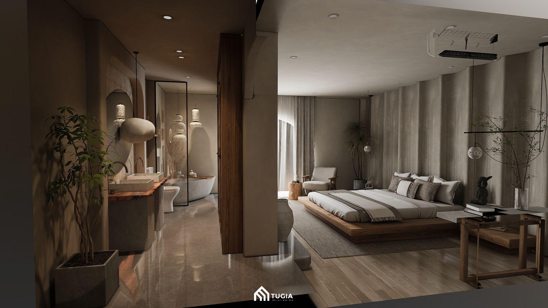 Ý tưởng phòng ngủ khách sạn với cây xanh trang trí