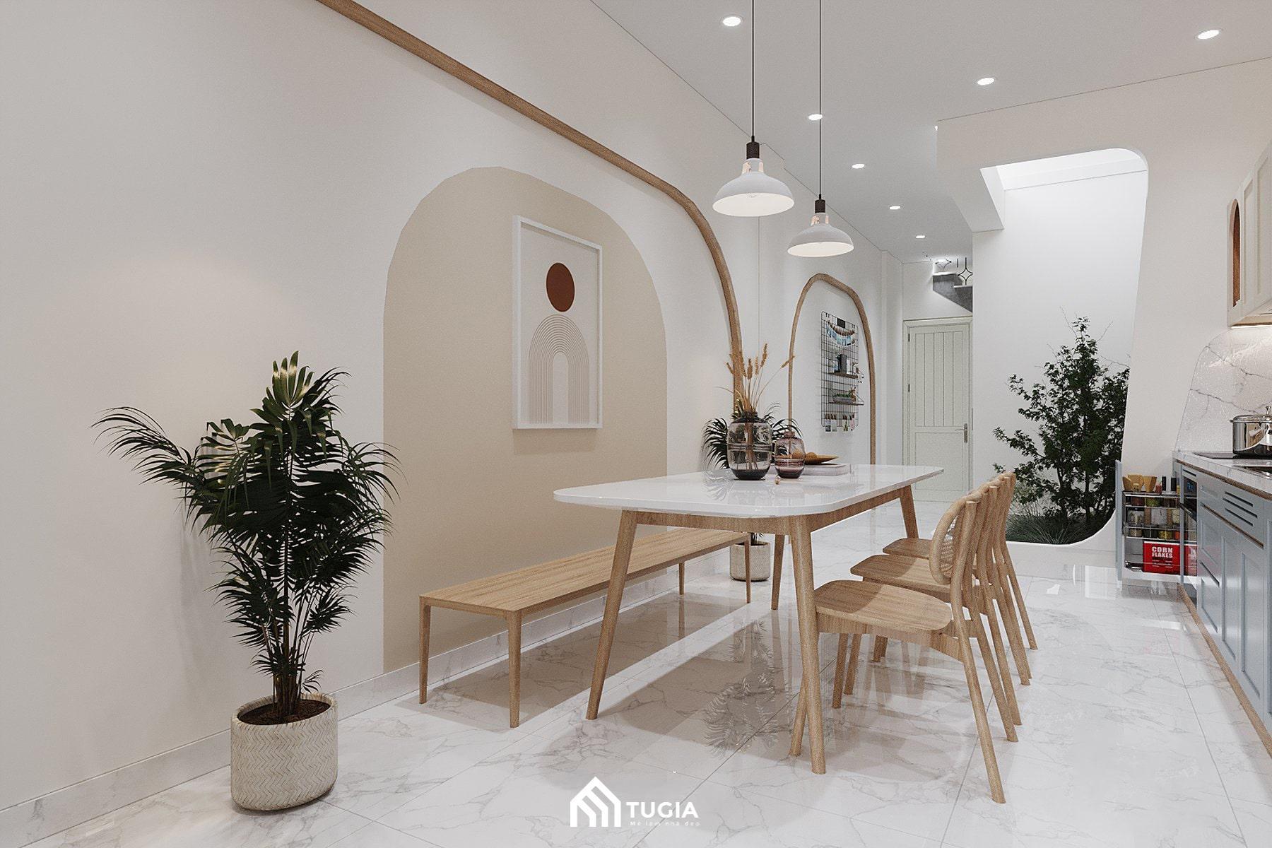 Với phong cách Bắc Âu thì bạn có thể kết hợp đèn sáng trong nhà để bổ sung nguồn sáng cho tổng thể không gian