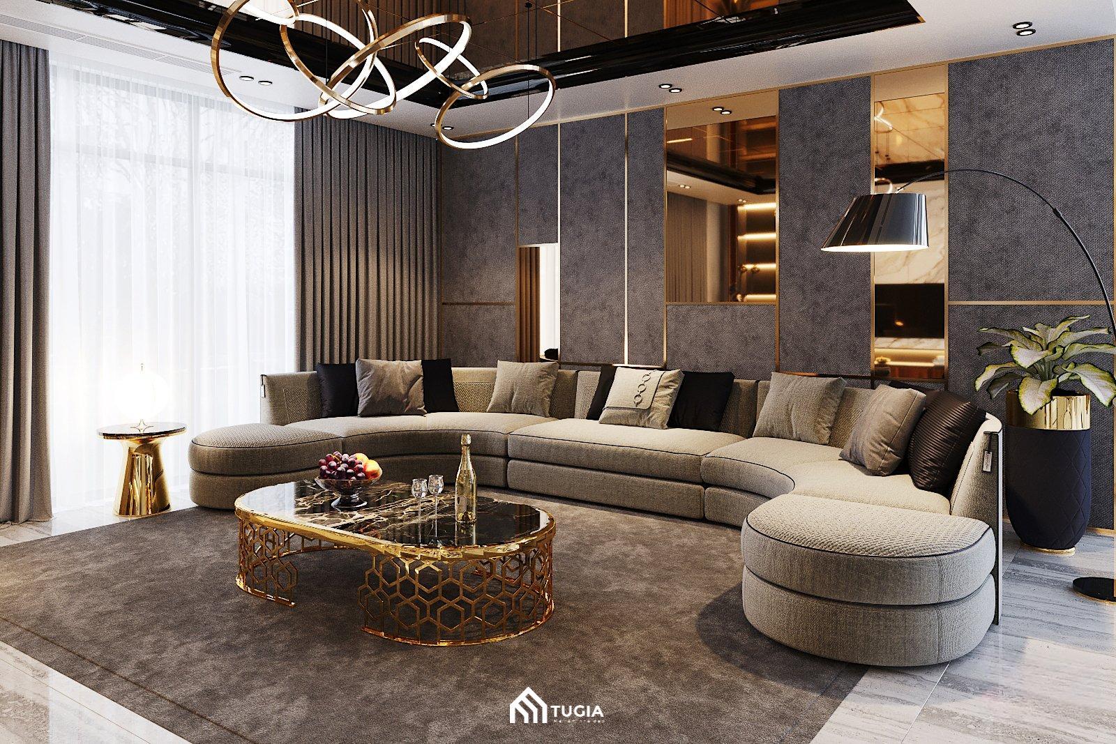 Mẫu phòng khách đẹp sang trọng với tầm nhìn mở rộng 2 phía