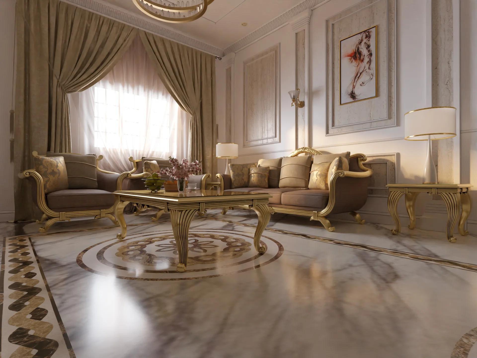 Sử dụng bộ bàn ghế sofa phòng khách kiểu dáng quý tộc được làm từ vật liệu cao cấp