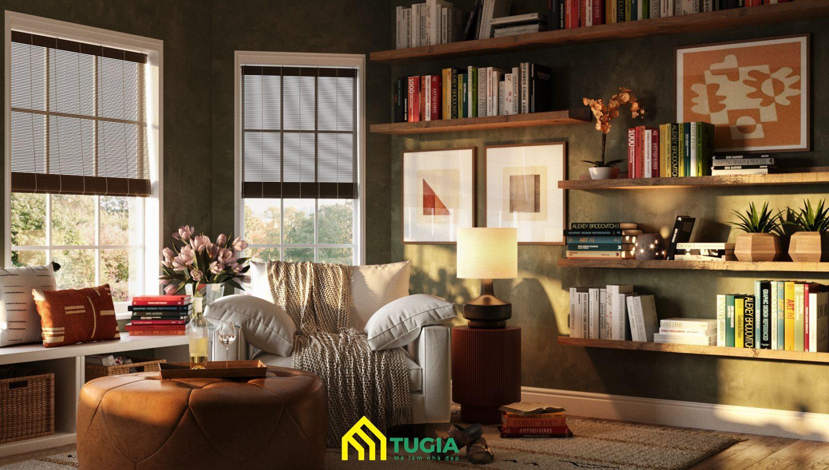 Lựa chọn khu vực yên tĩnh để thiết kế phòng đọc sách