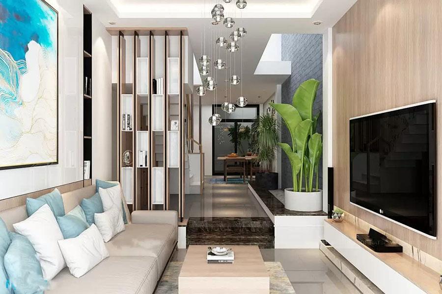 Nội thất Tứ Gia trang trí phòng khách nhà ống