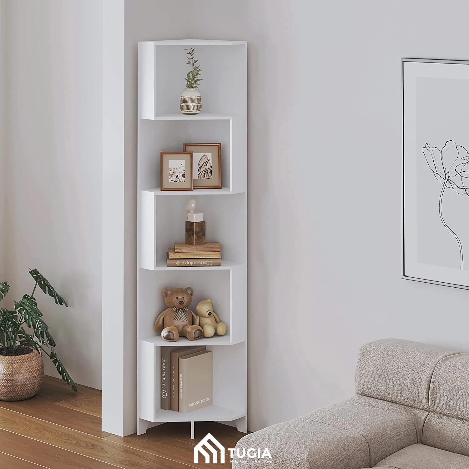 Kệ góc trang trí phòng khách vừa tiết kiệm diện tích vừa thẩm mỹ