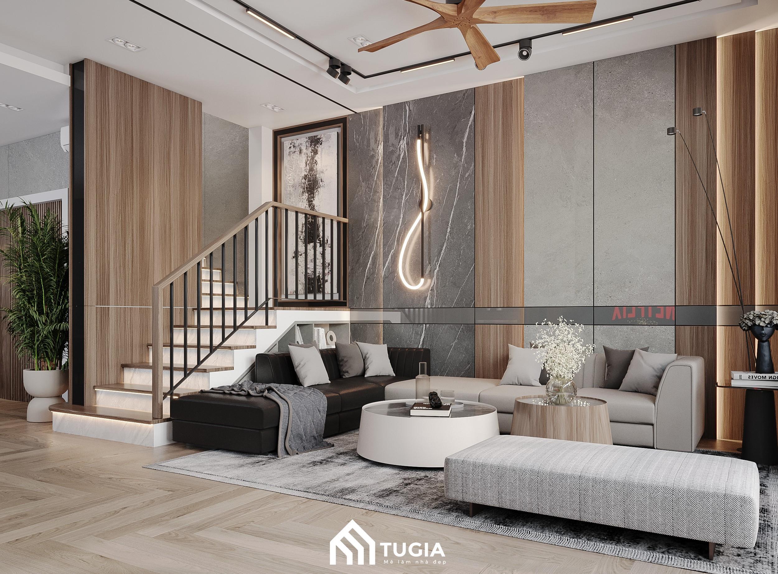 Ý tưởng trang trí phòng khách với cầu thang đẹp mắt được nhiều chủ đầu tư yêu thích
