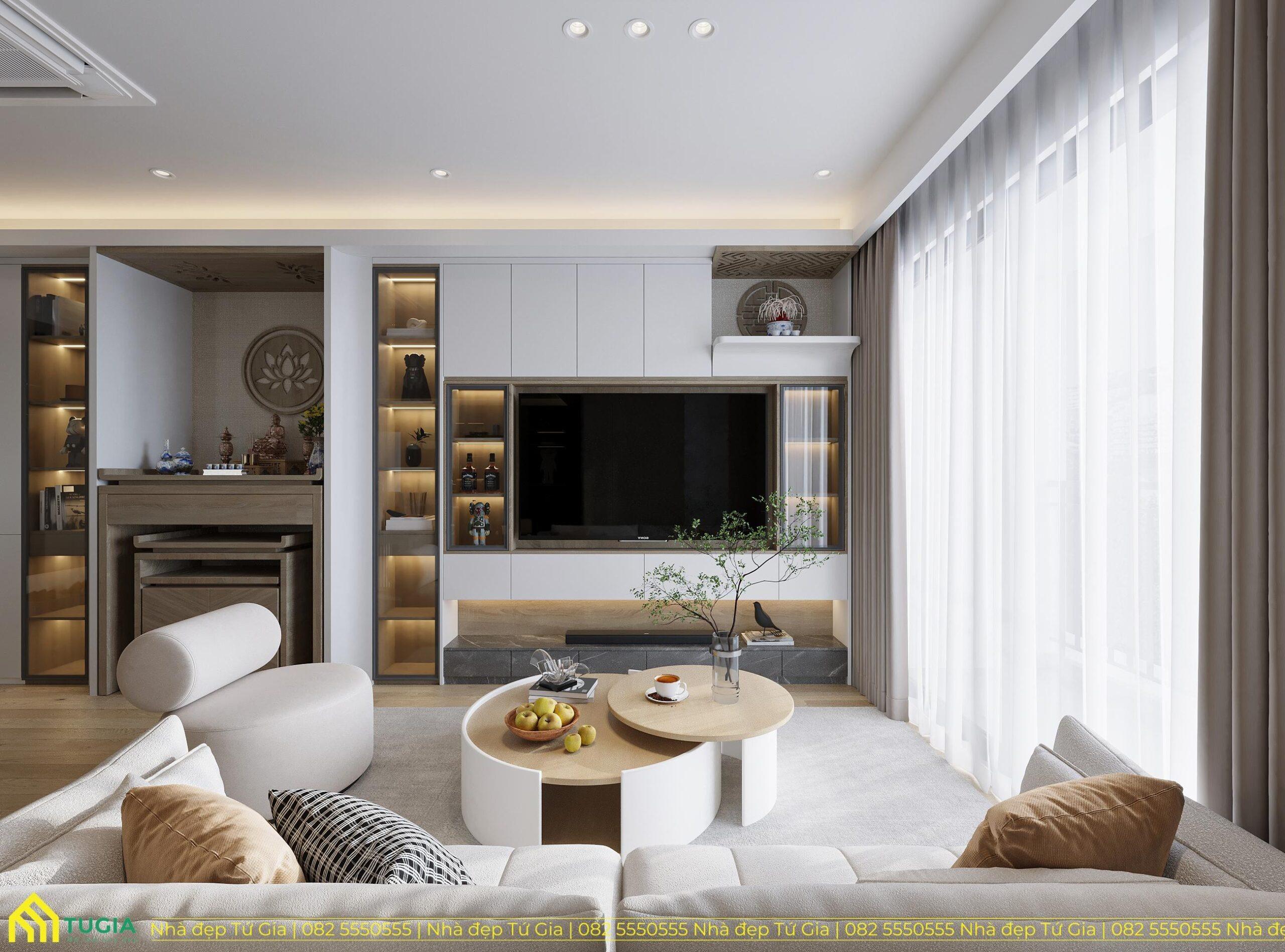 Ghế sofa bọc nỉ với kiểu dáng hiện đại, tạo cảm giác thoải mái và sang trọng