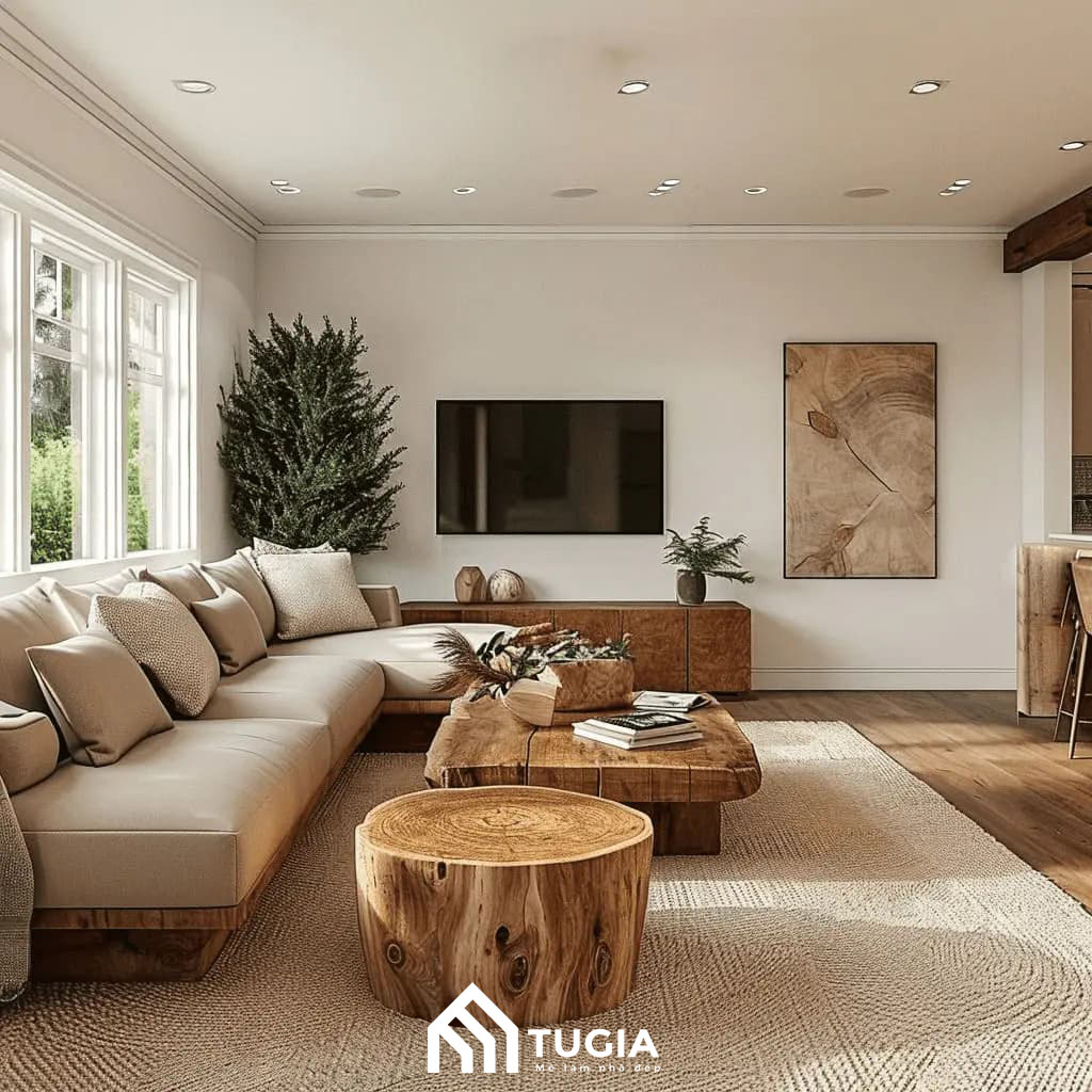 Nội thất nhà cấp 4 có thiết kế đơn giản từ các chất liệu quen thuộc như gỗ, mây, tre có độ bền cực cao