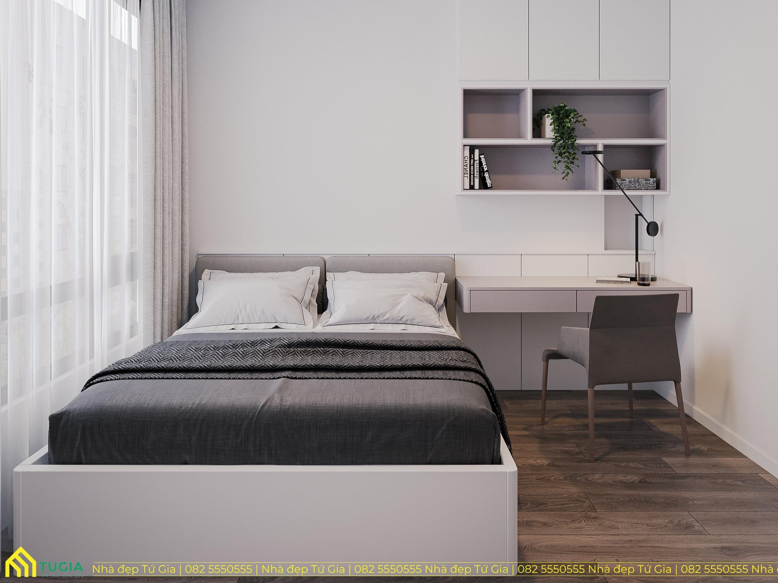 Mẫu phòng ngủ tối giản được bố trí với các món đồ nội đơn giản