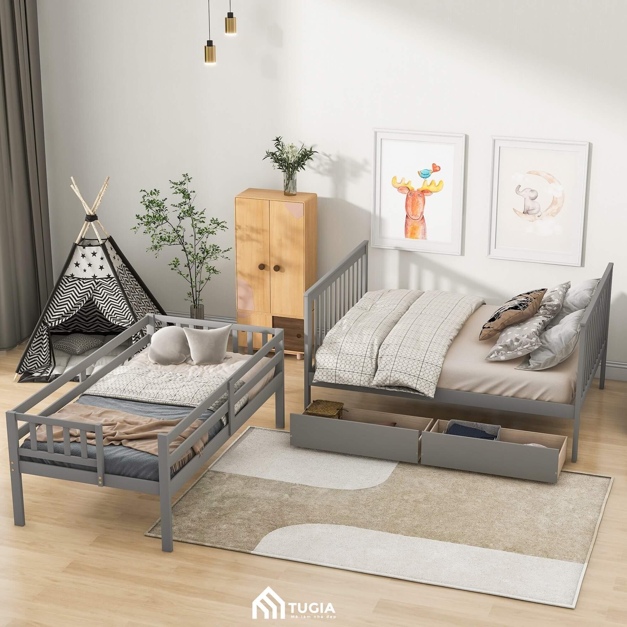 Phòng ngủ 2 giường thoải mái cho bố mẹ và con cái