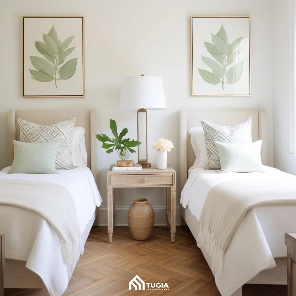 Phòng ngủ nhỏ 2 giường hiện đại, tối ưu diện tích