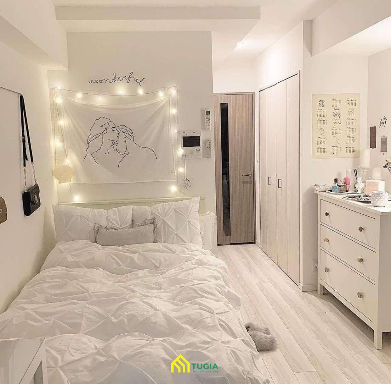 Trang trí phòng ngủ kiểu Hàn Quốc đơn giản với gam màu pastel nhẹ nhàng giúp nội thất được nổi bật hơn