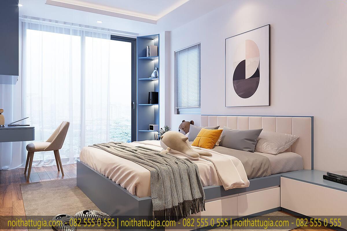 Đối với những phòng có hệ thống cửa sổ lớn, ánh sáng trực tiếp chiếu vào thì bạn nên sử dụng hệ thống rèm để che chắn