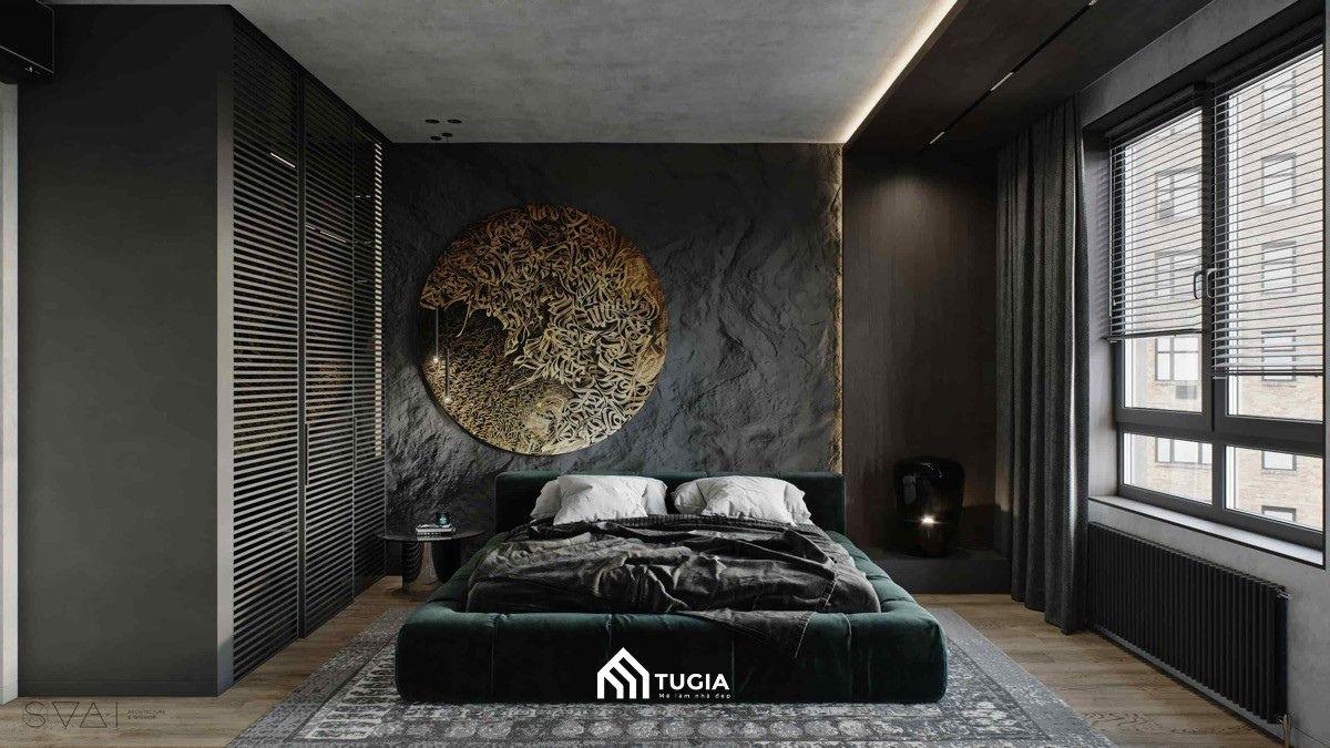 Tạo điểm nhấn với hệ vách đầu giường cho phòng ngủ màu đen