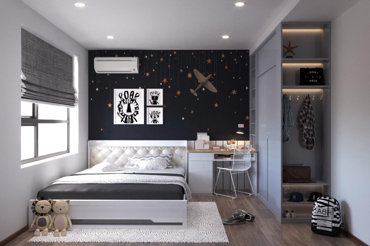 Trang trí phòng ngủ đẹp cho nữ màu đen trắng