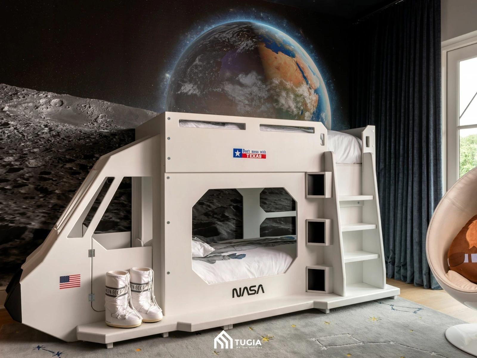 Thiết kế phòng ngủ trẻ em theo chủ đề Nasa kích thích tiềm năng khám phá của trẻ