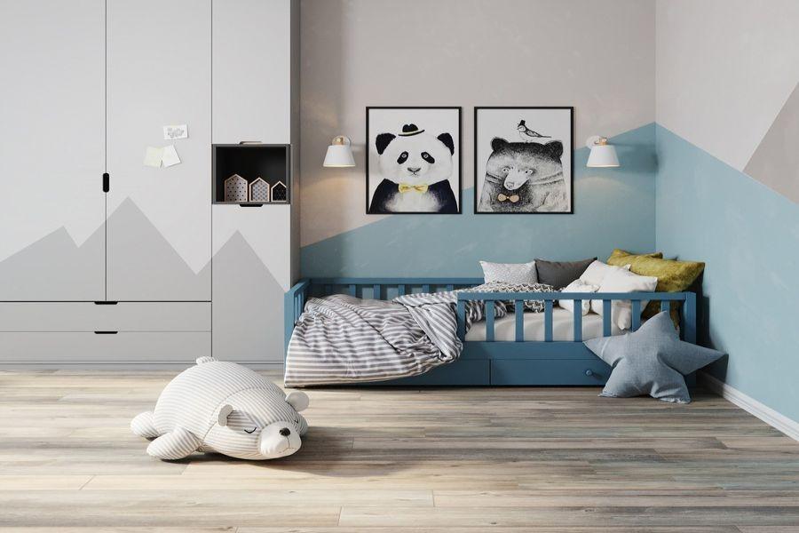 Sử dụng gam màu tươi sáng tạo nên không gian rộng rãi cho phòng ngủ em bé