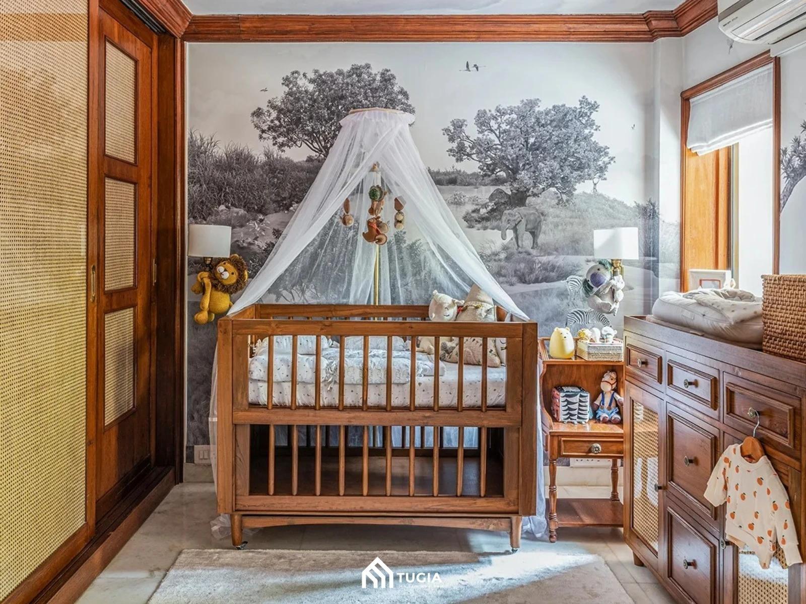 Mẫu phòng ngủ em bé sơ sinh đáng yêu với các vấn đề an toàn được đặt lên hàng đầu