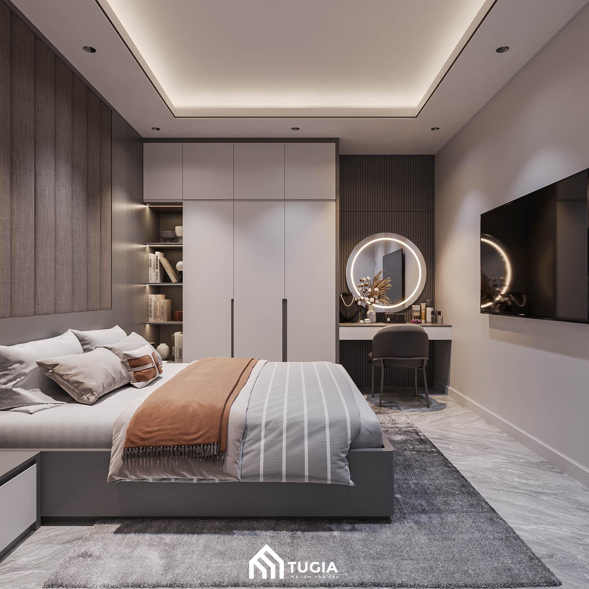 Bàn trang điểm được bố trí liền tủ quần áo tiện lợi