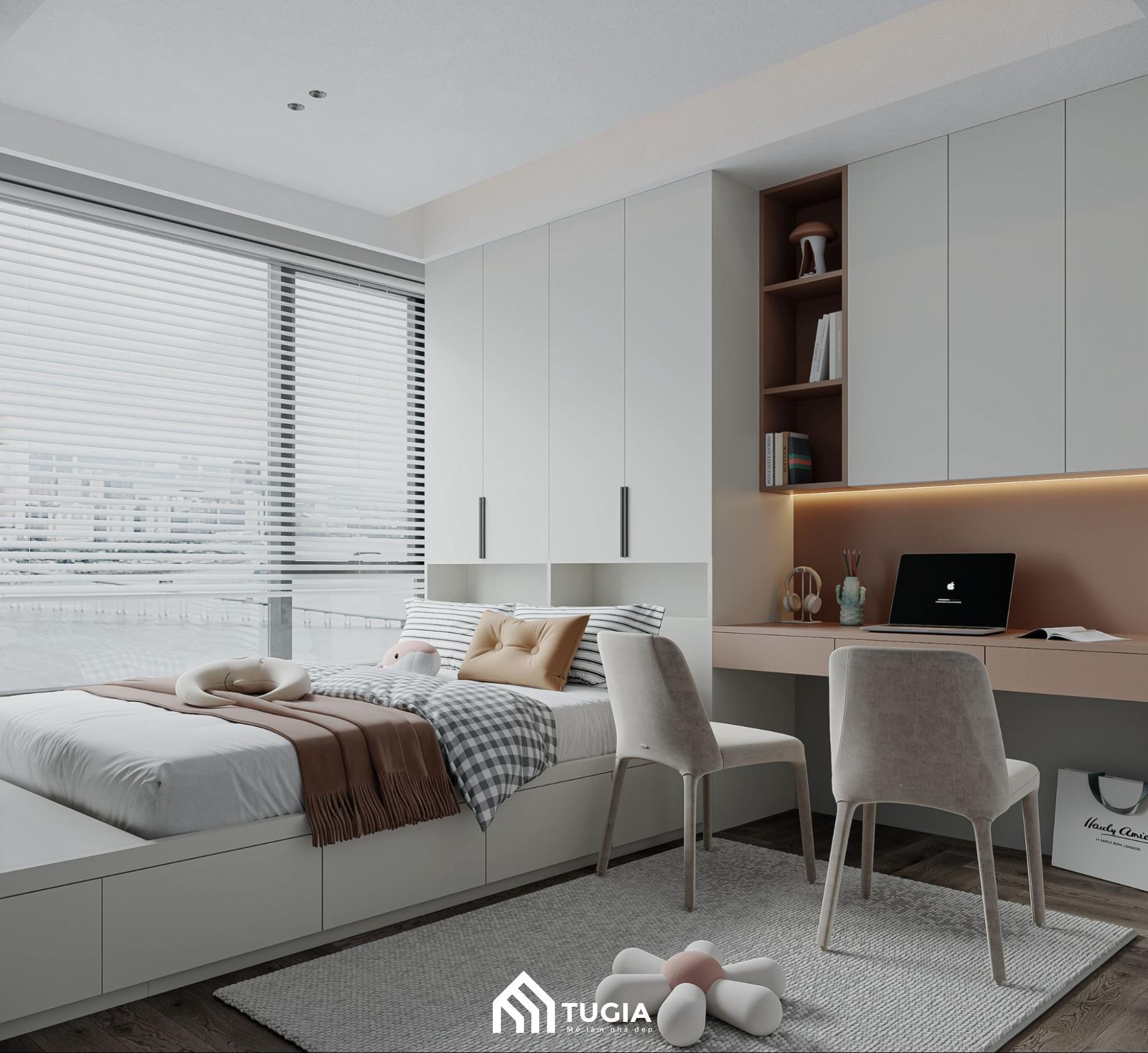 Sử dụng giường thông minh có hộc để đồ tối ưu diện tích phòng ngủ vợ chồng